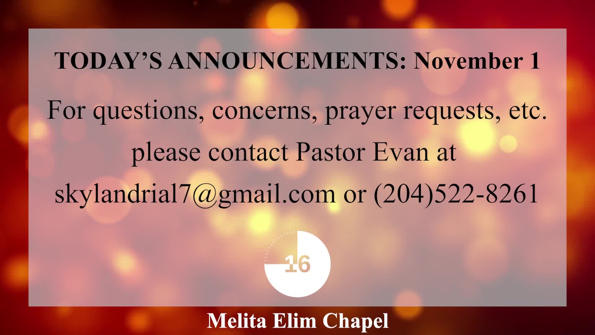 Thumbnail image for Melita Elim Chapel - November 2 2020