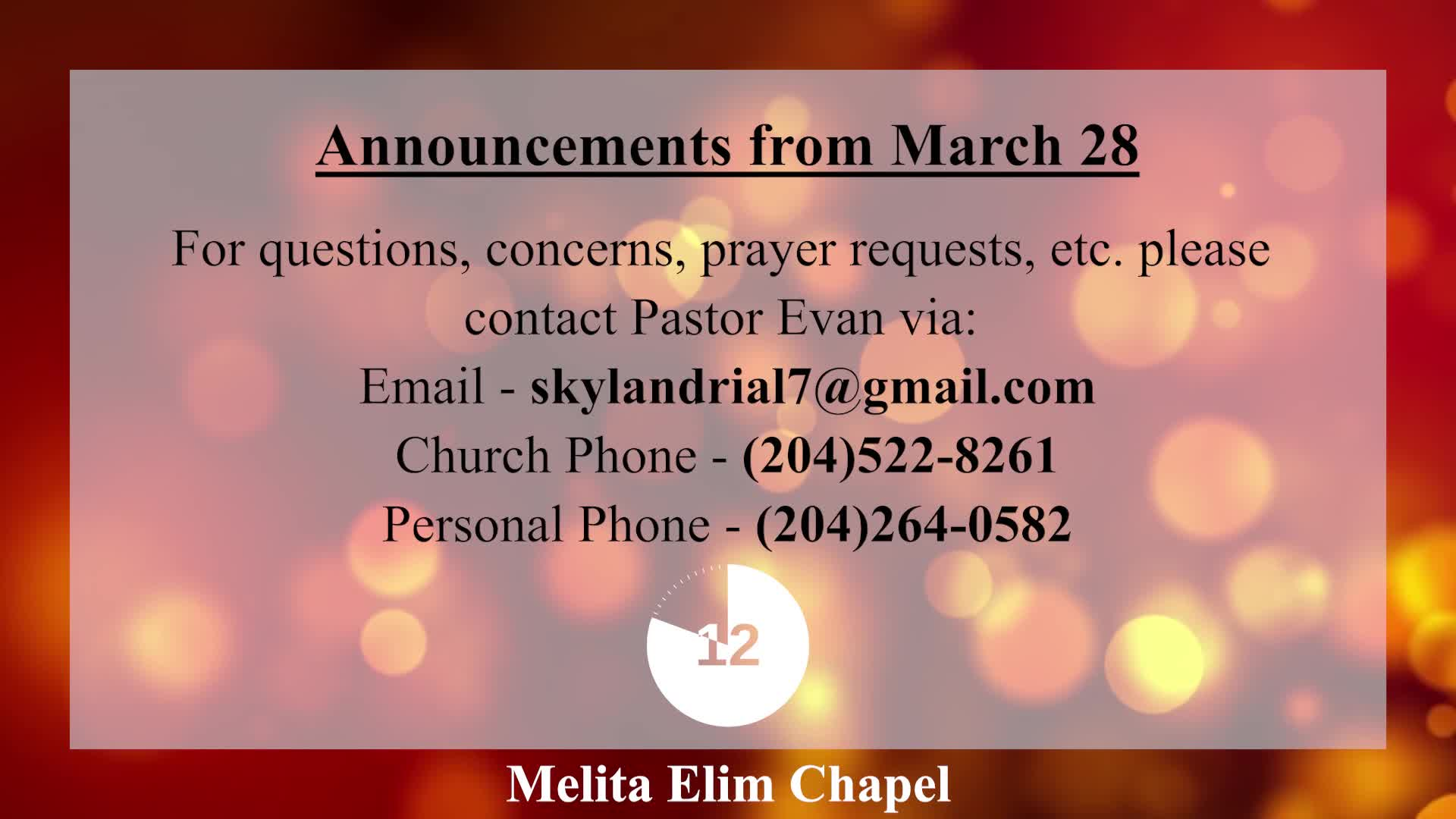 Thumbnail image for Melita Elim Chapel - March 28